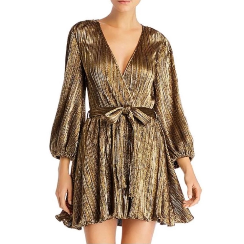 Bellissa Bardot Metallic Wrap Dress